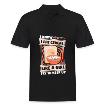 Frühstück Müsli Cereal Mädchen - Männer Poloshirt - Schwarz - Vorne - Kai (181cm)