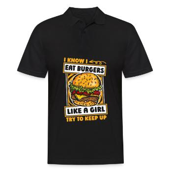 Burger Hamburger Mädchen - Männer Poloshirt - Schwarz - Vorne - Kai (181cm)