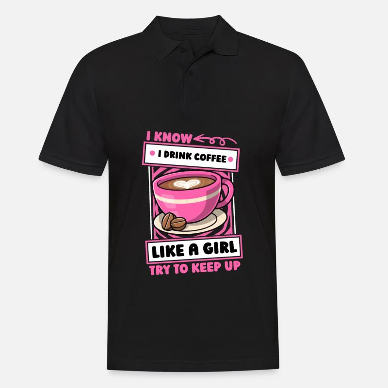 Kaffee Cafe Mädchen - Männer Poloshirt - Schwarz