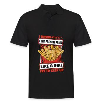 French fries fries girls - Men's Polo Shirt - black - Front - Kai (181cm)