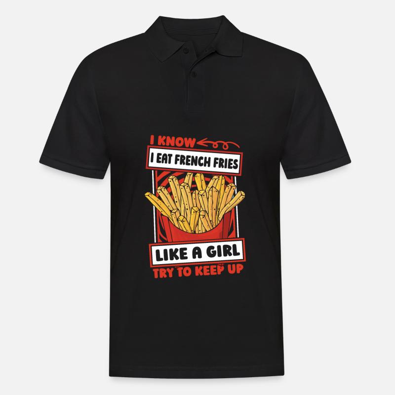 Pommes Frittes Fritten Mädchen - Männer Poloshirt - Schwarz