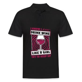 Wine Winemaker Girl - Men's Polo Shirt - black - Front - Kai (181cm)