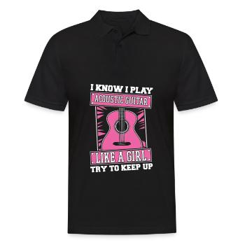 Akustikgitarre Mädchen - Männer Poloshirt - Schwarz - Vorne - Kai (181cm)