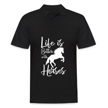 Horse Equestrian Sport Endurance Riding - Men's Polo Shirt - black - Front - Kai (181cm)