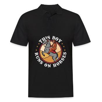 Pferd Reitsport Cowboy Ausdauerreiten - Männer Poloshirt - Schwarz - Vorne - Kai (181cm)
