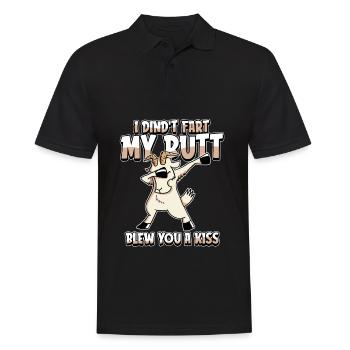 Humour de chèvre Je n’ai pas pété mes fesses t’a soufflé un baiser - Polo Homme - noir - Devant - Kai (181cm)