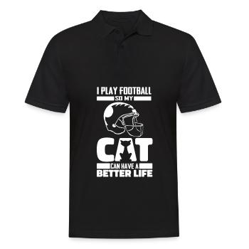 Chat de football américain - Polo Homme - noir - Devant - Kai (181cm)