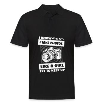 Photographe Photographie Caméra Fille - Polo Homme - noir - Devant - Kai (181cm)