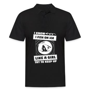 Eisfischen Eisangeln Mädchen - Männer Poloshirt - Schwarz - Vorne - Kai (181cm)