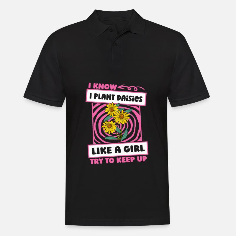 Gänseblume Gänseblümchen Mädchen - Männer Poloshirt - Schwarz