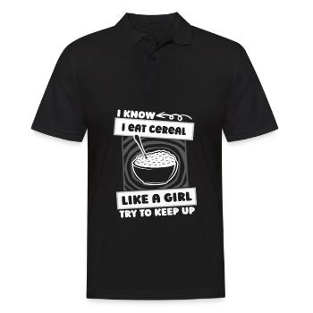 Frühstück Müsli Cereal Mädchen - Männer Poloshirt - Schwarz - Vorne - Kai (181cm)