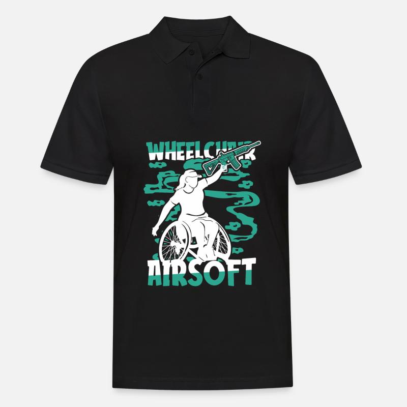Airsoft Rollstuhl - Männer Poloshirt - Schwarz