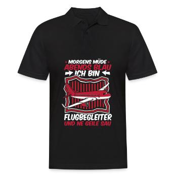 Flugbegleiter Stewardess - Männer Poloshirt - Schwarz - Vorne - Kai (181cm)