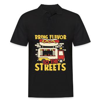Straßenessen Hotdog - Männer Poloshirt - Schwarz - Vorne - Kai (181cm)