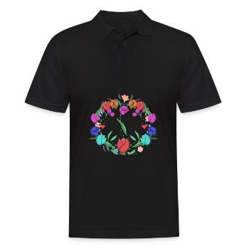 Tulip wreath Tulips - Men's Polo Shirt - black - Front - Kai (181cm)