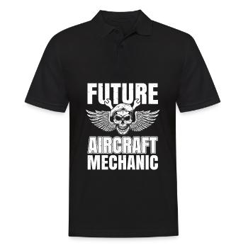 Airplane Mechanic Skull - Men's Polo Shirt - black - Front - Kai (181cm)