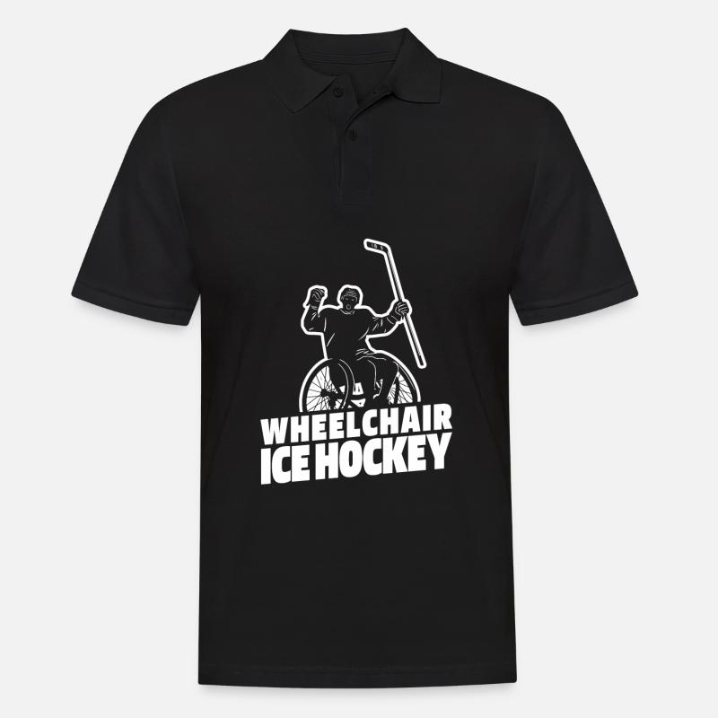 Eishockey Rollstuhl - Männer Poloshirt - Schwarz