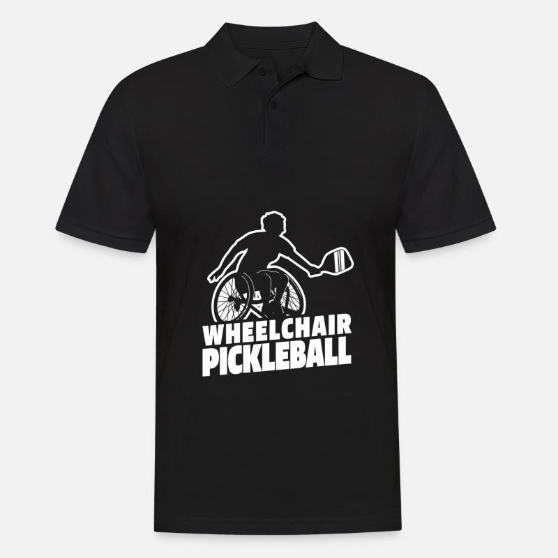Pickleball Rollstuhl - Männer Poloshirt - Schwarz