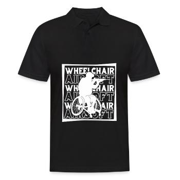 Airsoft Rollstuhl - Männer Poloshirt - Schwarz - Vorne - Kai (181cm)