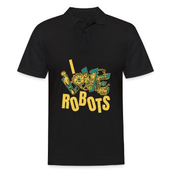 Robotique Ai Robot Drôle J’aime les robots - Polo Homme - noir - Devant - Kai (181cm)