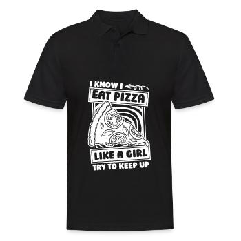 Pizza Mädchen - Männer Poloshirt - Schwarz - Vorne - Kai (181cm)