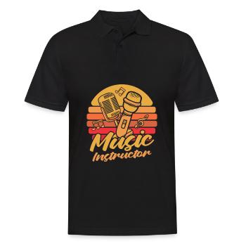 Professeur de musique Professeur de musique Microphone - Polo Homme - noir - Devant - Kai (181cm)