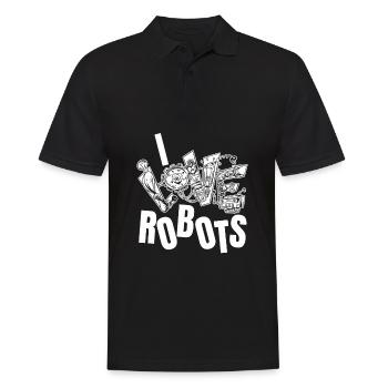 Robotique Ai Robots Humour J’aime les robots - Polo Homme - noir - Devant - Kai (181cm)