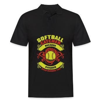 Softball Fänger - Männer Poloshirt - Schwarz - Vorne - Kai (181cm)