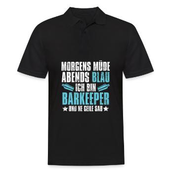Barkeeper Bartender Morgens Müde Abends Blau - Männer Poloshirt - Schwarz - Vorne - Kai (181cm)