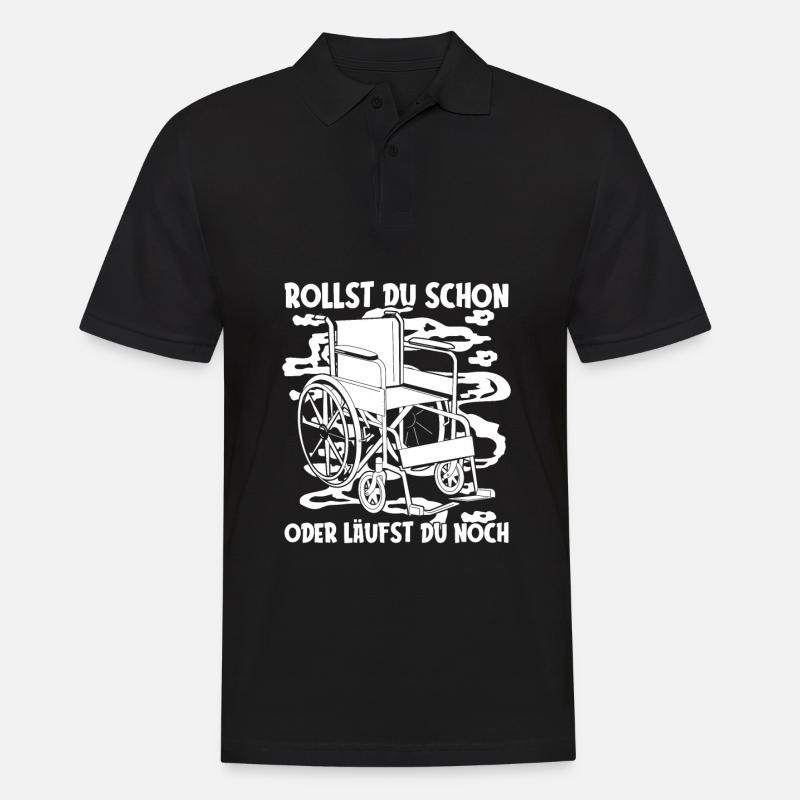 Rollstuhl Rollstuhlfahrer Lustig - Männer Poloshirt - Schwarz