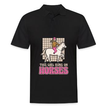 Pferd Reitsport Mädchen Ausdauerreiten - Männer Poloshirt - Schwarz - Vorne - Kai (181cm)