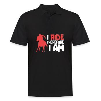 Pferd Reitsport Witzig Ausdauerreiten - Männer Poloshirt - Schwarz - Vorne - Kai (181cm)