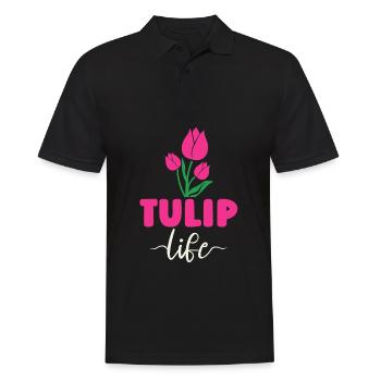 Tulpen Leben Tulpen - Männer Poloshirt - Schwarz - Vorne - Kai (181cm)