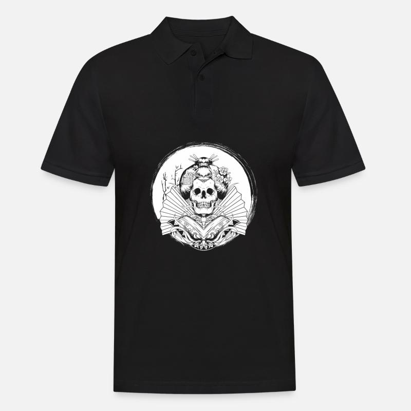 Geisha Totenschädel - Männer Poloshirt - Schwarz
