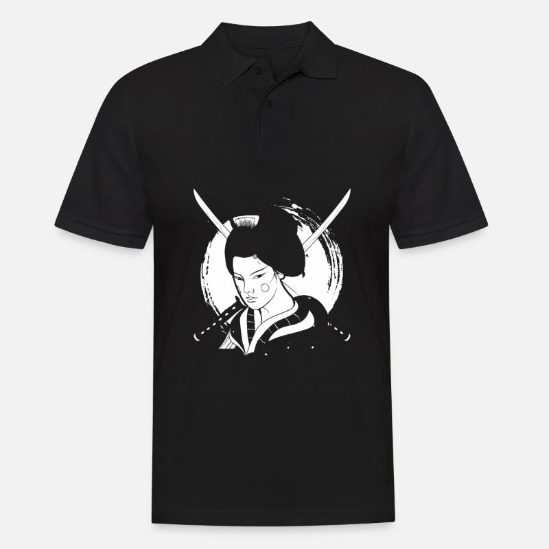 Geisha Katana - Männer Poloshirt - Schwarz