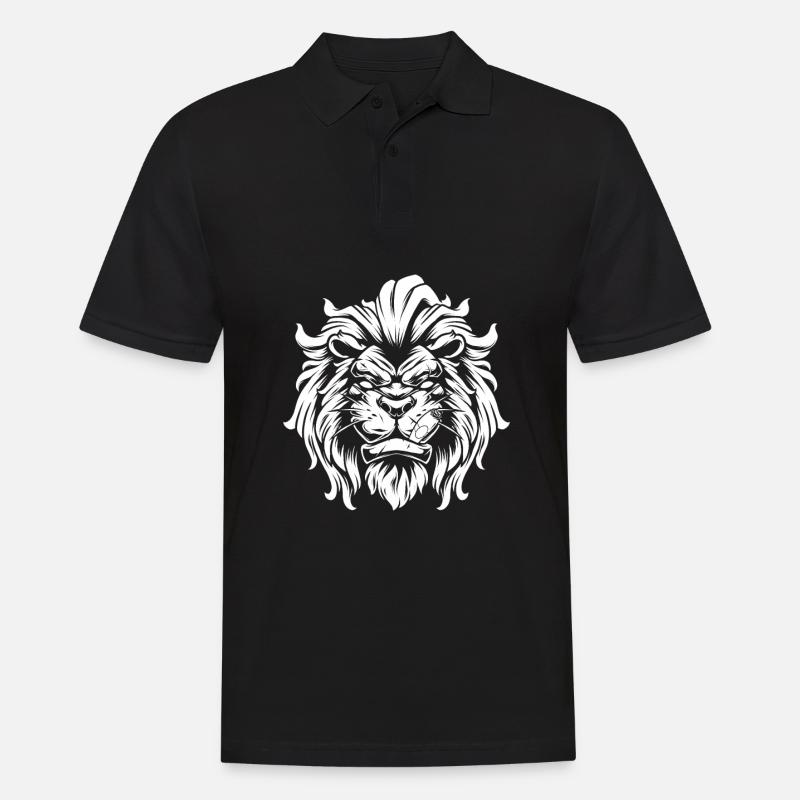 Zigarre Löwe - Männer Poloshirt - Schwarz