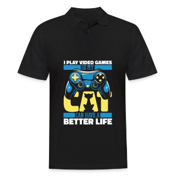Gamer Gaming Cat - Men's Polo Shirt - black - Front - Kai (181cm)