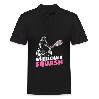 Squash Rollstuhl - Männer Poloshirt - Schwarz - Vorne - Kai (181cm)