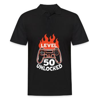 Gamer Gaming Funny Level 50 Unlocked - Men's Polo Shirt - black - Front - Kai (181cm)