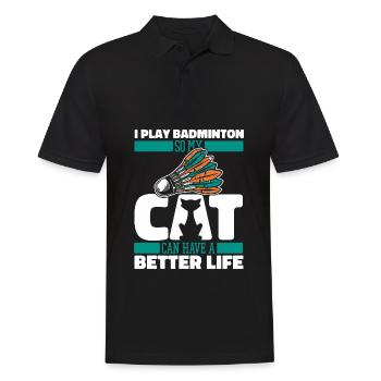Badminton badminton cat - Men's Polo Shirt - black - Front - Kai (181cm)