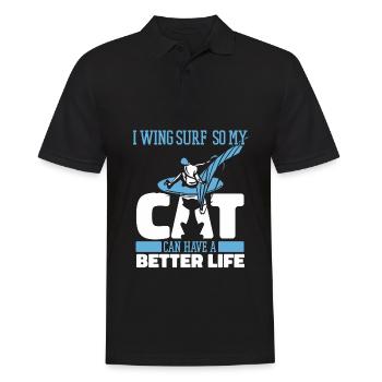 Wing Surf Wing Foil Katze - Männer Poloshirt - Schwarz - Vorne - Kai (181cm)