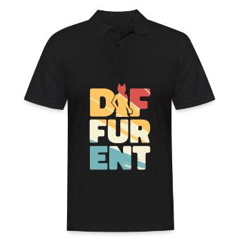 Furry Fandom Fursuits Lustig Diffurent - Männer Poloshirt - Schwarz - Vorne - Kai (181cm)