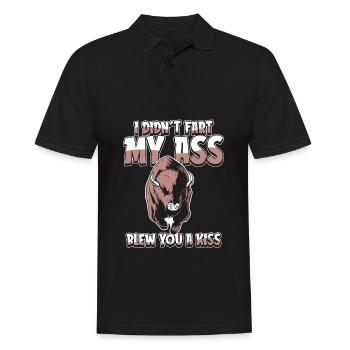 Bison Buffalo Funny - Men's Polo Shirt - black - Front - Kai (181cm)