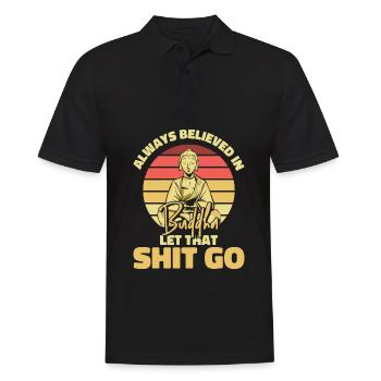 Bouddha Humour bouddhiste Bouddha Lâcher prise de la merde - Polo Homme - noir - Devant - Kai (181cm)