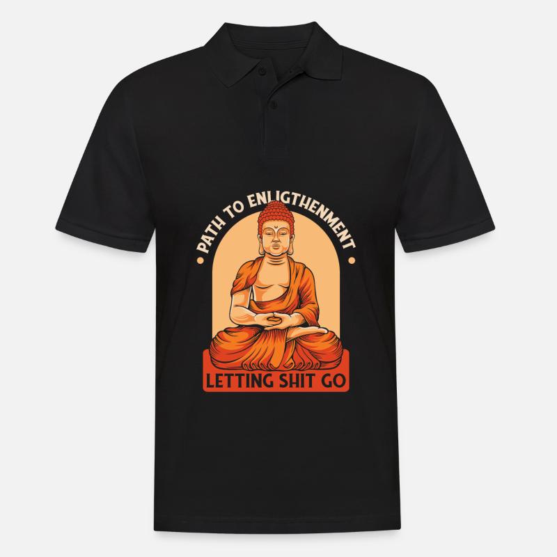 Bouddha bouddhiste drôle - Polo Homme - noir