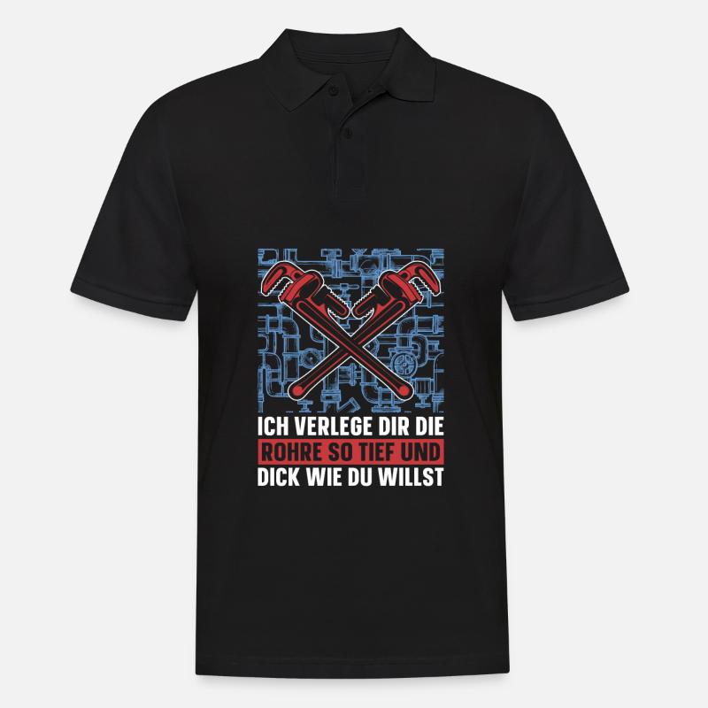Rohrleitungsbauer Witzig - Männer Poloshirt - Schwarz