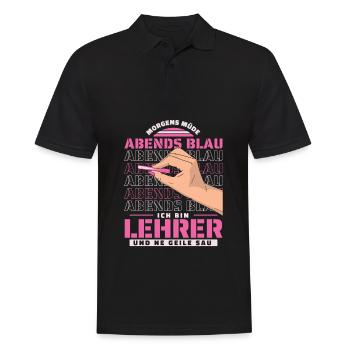 Lehrer Pädagoge Morgens Mde Abends Blau - Männer Poloshirt - Schwarz - Vorne - Kai (181cm)