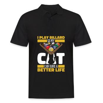 Billard Katze - Männer Poloshirt - Schwarz - Vorne - Kai (181cm)