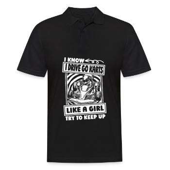 Go Kart Kartfahren Kartfahrer - Männer Poloshirt - Schwarz - Vorne - Kai (181cm)