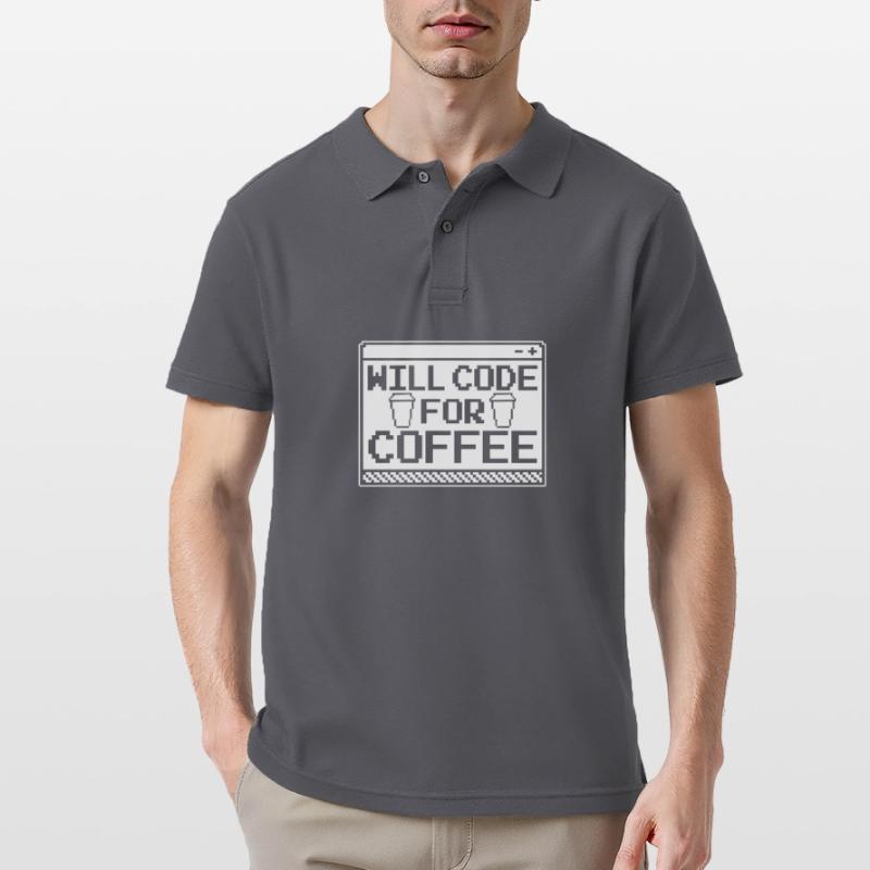Developer Coder Programmer Coffee Polo Homme